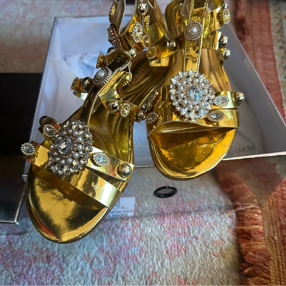 azalea wang chrystos gold gladiator sandals